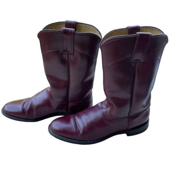 Vintage Diamond J Burgundy Leather Upper  Western/ Cowboy Boots Size: 8.5 B - Picture 9 of 10